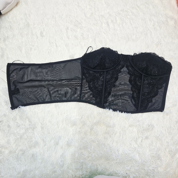 Beige Botany Sheer Lace Corset Tube Top. - Picture 4 of 9